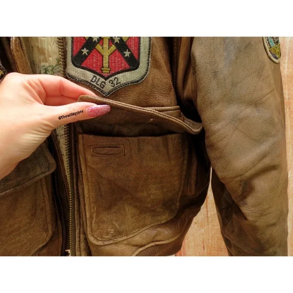 Sold π» Vintage flying tigers heavy weight leather flight jacket - Picture 7 of 11